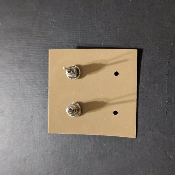 Silver Tone Faux Turquoise Blue Crescent Moon Pierced Statement Earrings - Picture 2 of 3